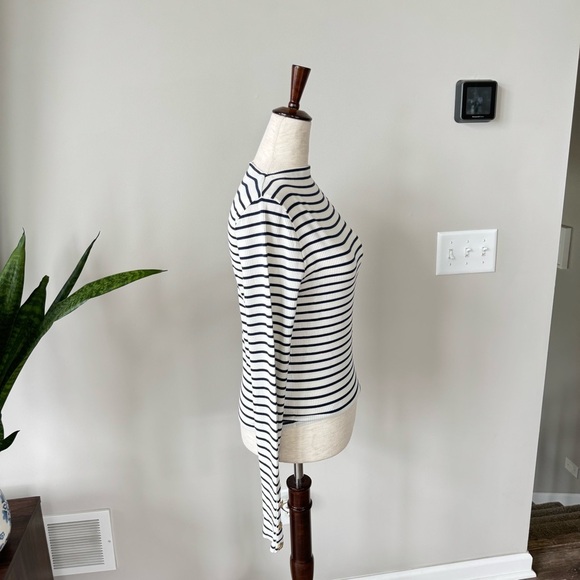 NWOT! J. Crew Vintage rib split-neck T-shirt with button cuffs in stripe - Picture 7 of 10